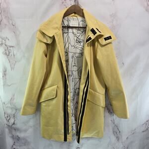 Avec Les Filles Coat Womens Small Yellow White Black Rain Parka Jacket